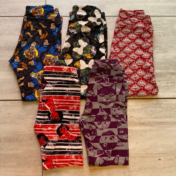 LuLaRoe Pants - LulaRoe one size leggings ALL Five!! Disney, cats, and more!